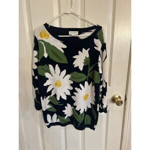 Jones New York Sport  Daisy Sweater 3/4 Sleeve Cottage Core Size Large